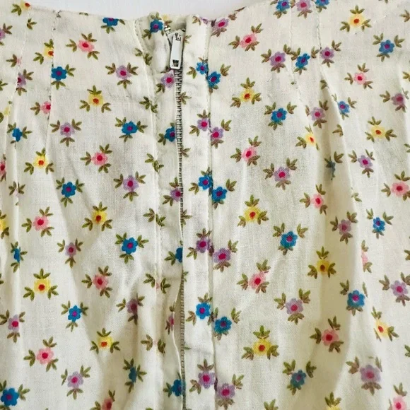 1950’s Floral Print Cotton Short Sleeve Spring Day Shirt Dress S/M Full Skirt - Picture 4 of 4